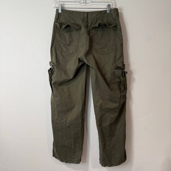 Levi's 94' Baggy Pants Wide Leg Cargo Relaxed Fit Cotton Green 27 - Picture 2 of 10